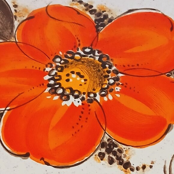 Vintage Japanese Sanko Ware Speckled Brown & Orange Platter GUC - Picture 5 of 5